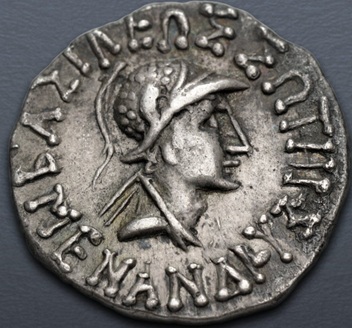 Menander I Soter, 155-130 BCE  (Bactria -Indo Greek  - AR Drachm)
